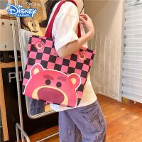 ▪⊕ Disney Lotso Fashion Large Capacity Canvas Shoulder Bag Women Handbags Shopping Casual Grocery Bag Students Schoolbag