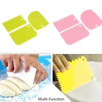 3Pcs Cream Dough Cake Cutter Slicer Spatula For Cake Cream Scraper Pasty Cutters Scraper Irregular Teeth Edge DIY Smoother