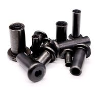 50-100PCS/lot Black Plywood Nut M4/M5/M6/M8 Carbon Steel Black Zinc Butt Nut Flat Fead Inverted HexFurniture Blackening Lock Nut Nails  Screws Fastene