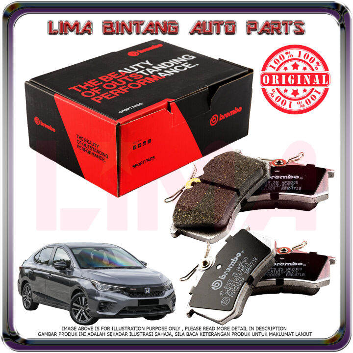Honda City GN2 T00 Front Brake Pads , Disc Brake Pad Brembo HP2000 Performance Sport 20202023