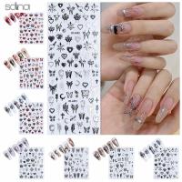 SDINA เครื่องรางเล็บผีเสื้อสีทองแดงสติ๊กเกอร์ติดเล็บ Perlengkapan Nail Art เครื่องประดับทำเล็บมือรูปตกแต่งเล็บผีเสื้อสีทองแดงผีเสื้อสีทองแดงปีกผีเสื้อกลวงสไตล์กอทิกอุปกรณ์ตกแต่งเล็บร้านทำเล็บ