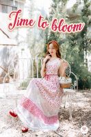 Time to bloom Dress เดรสยาวสวยหวาน งานพิมพ์ลายตัดต่อลูกไม้ ทรงใส่ง่าย ผ้าใส่สบาย ระบายอากาศได้ดี มีเชือกผูกช่วงเอว