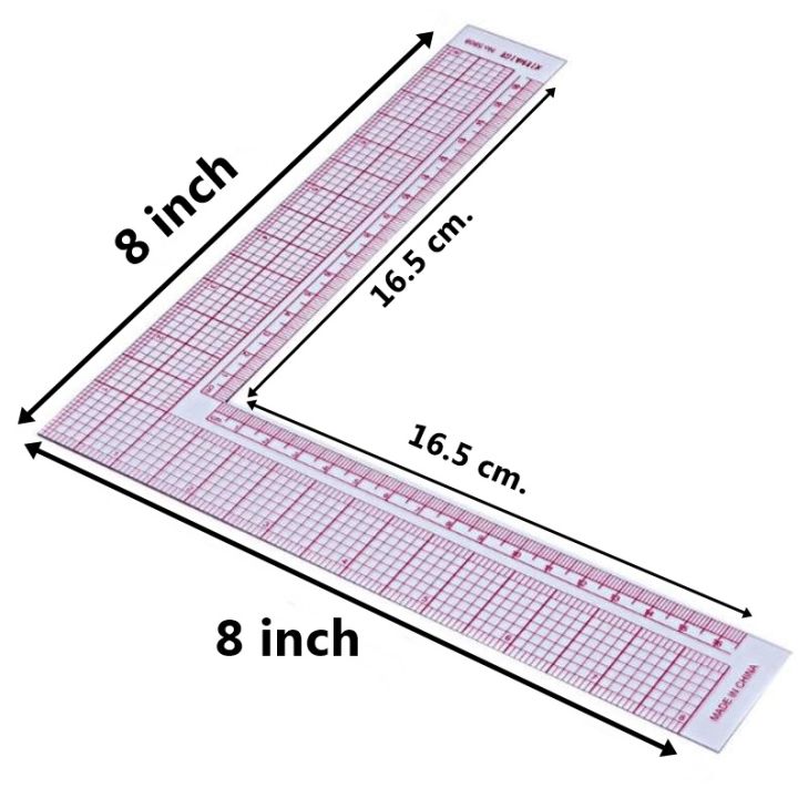 ไม้บรรทัดมุมฉาก-ขนาด-8x8-นิ้ว-หนา-1-มม-ไม้บรรทัด-สำหรับสร้างแบบเสื้อ-ไม้บรรทัดสร้างแพทเทิร์น