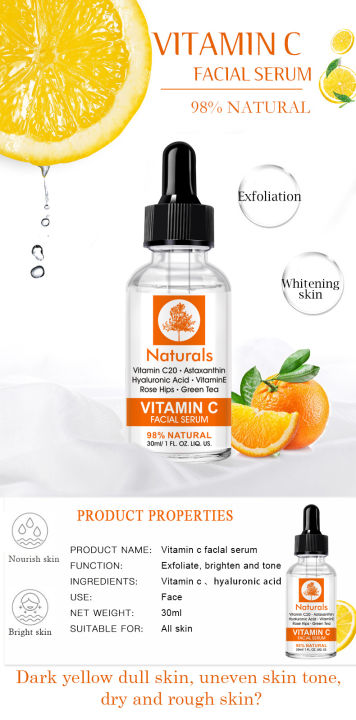 พร้อมส่ง-เซรั่มวิตามินซีเข้มข้น-vc-vitamin-c20-facial-serum-98-natural-เพื่อผิวกระจ่างใสและดูอ่อนเยาว์