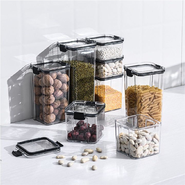 Airtight Food Storage Container Stackable Plastic Kitchen Storage Box ...