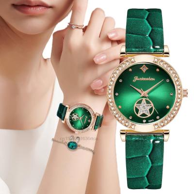 หรูหราผู้หญิงแฟชั่น2022สีเขียวนาฬิกาคุณภาพเพชร S Tudded ควอตซ์นาฬิกาสุภาพสตรีหนังนาฬิกาข้อมือที่สง่างาม M Ontre F Emme