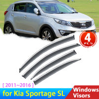 กระจกหน้ารถสำหรับ Kia Sportage SL 3 III 2011 ~ 2016 2015 2014 2012อุปกรณ์เสริมรถ Windows Visors Deflectors ฝนคิ้วกันสาด Trim