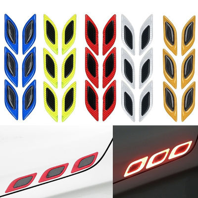 6PcsSet Car Reflective Carbon Fiber Sticker 3D Car Styling Reflective Strips Night Safety Warning Reflector Tape Stickers Decal