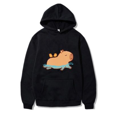Funny Capybara Swimming Hoodie Women Sweatshirt Fall Winter Vintage Men Casual Pullover Kawaii Long Sleeve Harajuku Streetwear Size Xxs-4Xl