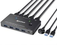 KCEVE USB3.0 KVM Switch HDMI 2 Ports 8K 60Hz HDMI 2.1 KVM Switch for 2 Computers 1 Monitor and 4 USB 3.0 PortsHDCP 2.3 HDR 10