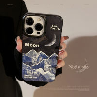 Cold Moon Snow Mountain สำหรับ14ProMax Apple เคสโทรศัพท์ IPhone13แบรนด์กระแสลมเย็น15บวก15pro 15Promax 14บวก14pro 14Promax 13Pro/12เคสโทรศัพท์ Promax สำหรับ11 11 Pro 11 Pro Max X Xs xr Xs Max 7 8 Plus ปลอกนิ่ม