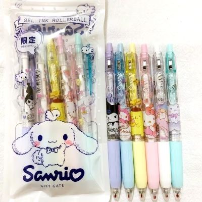 ◊✶ ganzha3965 SANRIO ชุดเครื่องเขียน ปากกาเจล ลายการ์ตูนอนิเมะ Kuromi My Melody Cinnamoroll 0.5 มม. สีดํา สําหรับนักเรียน 4 5 6 ชิ้น
