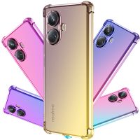 สำหรับ Realme 10 Pro Plus 5G 10 4G เคสโทรศัพท์ไฮบริดน่ารักไล่ระดับสีการดูดซับแรงกระแทกกันชน TPU อ่อนที่มีความยืดหยุ่น