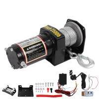 Electric Power Tow Winch With Remote Control Low Noise DC 12V 2500lb For ATV UTV