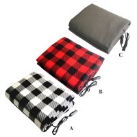 Portable 12V Folding Car Blanket Heating Warm Throw RV Interior Safety Carpet Women Outdoor Camping Road Home Red