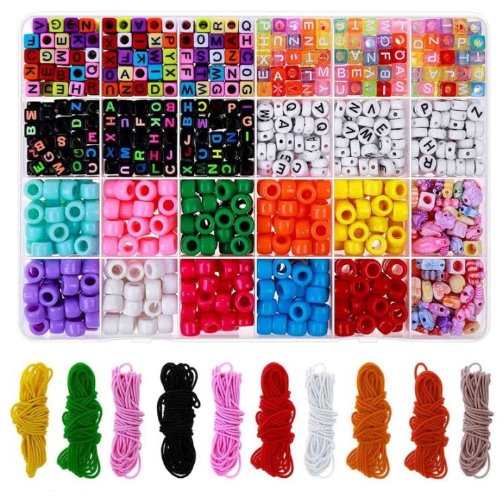 Xmada 7655 PCS Clay Beads Bracelet Making Kit - 4800 PCS 6mm Flat Beads  Polymer Clay Beads, 2000 PCS 4mm Glass Seed Beads Pony Beads, 720 PCS  Letter