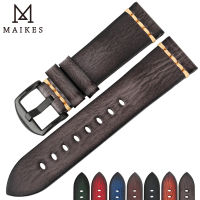 MAIKES Handmade ของแท้สายนาฬิกาหนัง18มม. 20มม. 22มม. 24มม. Vintage สำหรับ Citizen SEIKO Watchband