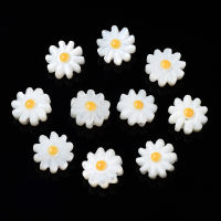 2pc Natural Freshwater Shell Beads with Enamel Flower Gold 8x4mm Hole: 0.8mm