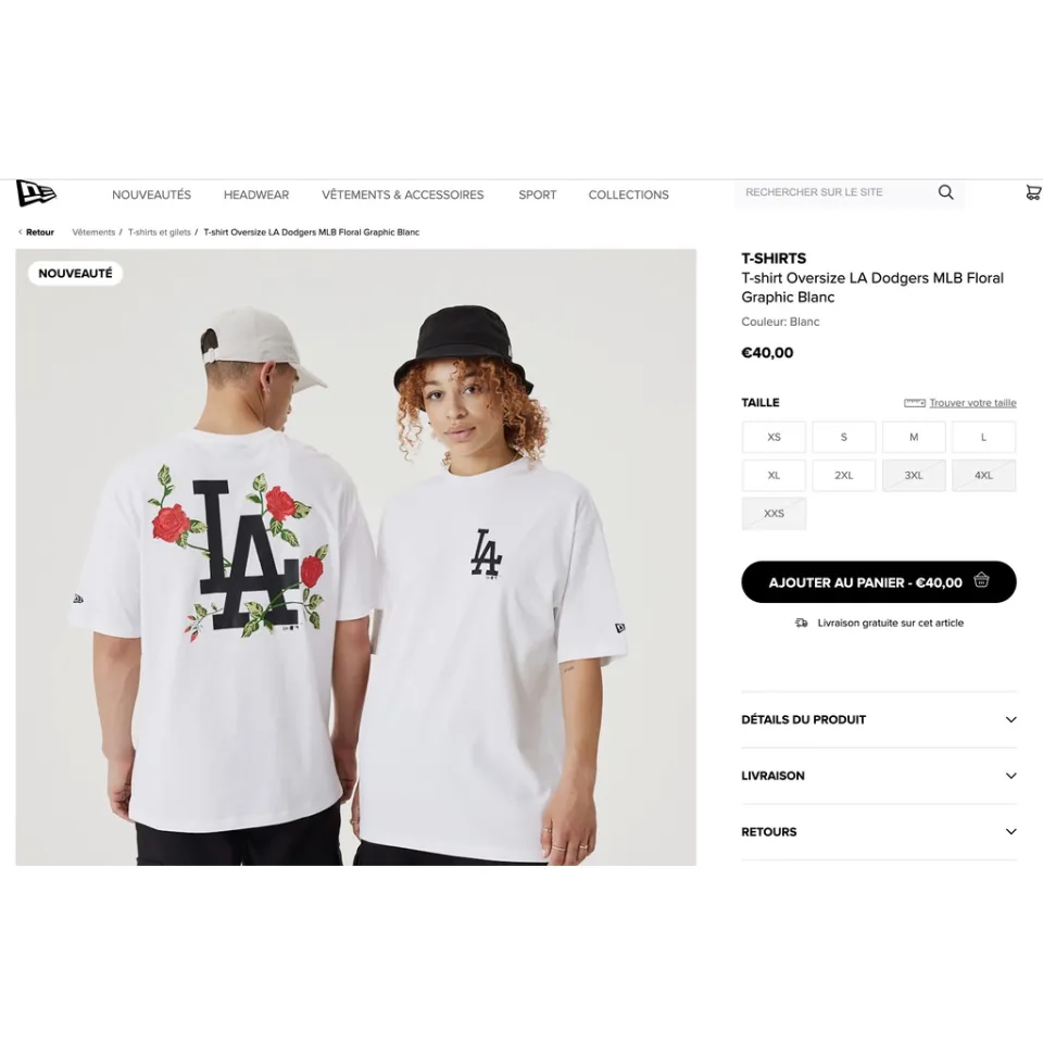 T-shirt New Era - LA Dodgers MLB Floral Graphic Blanc