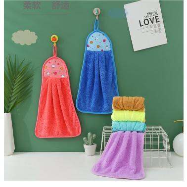 Hanging Kitchen Hand Towel, Coral Velvet Hand Towel