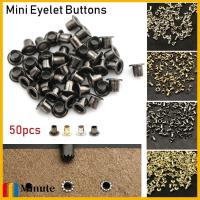 MINUTE 50pcs 1.5/2.0/2.5MM เสื้อผ้ารองเท้า อุปกรณ์เย็บผ้า หัวเข็มขัดตุ๊กตา DIY หัวเข็มขัด ปุ่มตาไก่โลหะ อุปกรณ์เสริมกระเป๋าตุ๊กตา