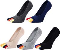 5 Pairs No Show Toe Socks Men Five Finger Invisible Low Cut Anti-Slip Boat Sock Male Boy Colorful Toes Short Sweat Absorbing Sox Socks Tights