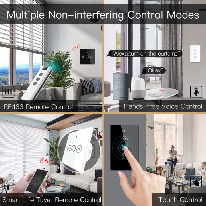 zigbee-rf-สมาร์ทสวิตช์ผ้าม่านสัมผัสผ้าม่านม้วนชัตเตอร์-tuya-แอพนำสมัยรีเลย์ควบคุมไร้สายสถานะทำงานร่วมกับ-alexa-google