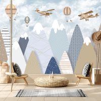 ▲ Custom Cartoon Peel and Stick Removable Optional Mountain Craft Wall Papers Home Decor Wallpapers for Living Room Baby Bed Mural