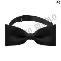 ANGELINO RUFOLO Bow Tie ผ้าซาตินคุณภาพเยี่ยม โบว์หูกระต่ายผู้ชาย(ผู้ใหญ่) ดีไซน์ Plain สีดำ/แดง/เลือดหมู/ขาว/กรมท่า