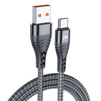 JBS73 1ชิ้น 6A 66W สายดิจิตอล สายชาร์จยาว สายถัก สายข้อมูลสาน สายชาร์จ USB C สายเคเบิลชนิด C สายชาร์จเร็ว สายข้อมูล