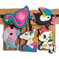 【DT】 hot  Cartoon Flamingo Unicorn Luggage Tags Suitcase Holder Travel Accessories ID Addres Silica Gel Portable Label Animal Baggage Tag