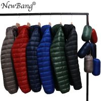 Newbang 6สีเสื้อแจ็คเก็ตผู้ชาย90เป็ดลงเสื้อ Ultra Light Down Jacket Hooded กลางแจ้ง Feather Parka พร้อมกระเป๋า