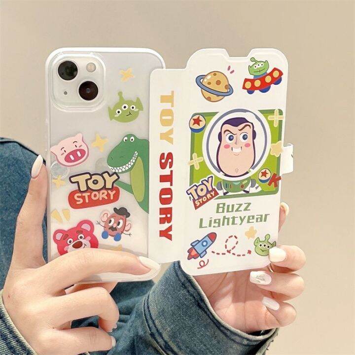 ฝาพับด้านบน-iphone-เชลล์-flip-leather-casecartoon-buzz-lightyeariphone14promax-apple13mobile-phone-case12magnetic-suction11niche-soft