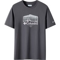 ▬⊕ Columbiaเสื้อยืดแขนสั้นลําลอง คอกลม ผ้าฝ้าย ระบายอากาศได้ดี พิมพ์ลาย แฟชั่นฤดูใบไม้ผลิ และฤดูร้อน สําหรับผู้ชาย