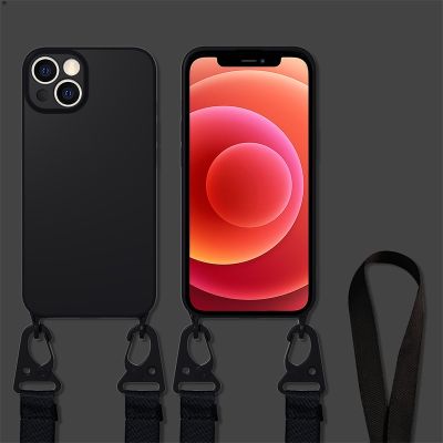 Crossbody Lanyard Liquid Silicone Case For iPhone 14 12 Mini 11 13 Pro XS Max XR X 8 7 Plus SE 2 3 Cord Strap Soft Back Cover