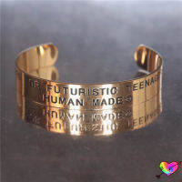 HUMAN MADE Logo Bracelet Men Women 1:1 High Quality Lettering Golden HUMAN MADE Cuff Bracelet Adjustable Titanium Accessories