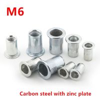 500pcs Thread M6 Rivet Nut Carbon steel Zinc palted Insert Nut m6 Blind Rivet nut Inserts Flat Head Rivet Nut Rivnut