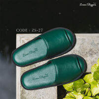 [ZS-27] Zircon Slippers - Green Leather Slippers (สลิปเปอร์ หนังเทียม PU สีเขียว) พร้อมส่ง รองเท้าในบ้าน รองเท้าในห้องนอน รองเท้าโรงแรม รองเท้าสปา