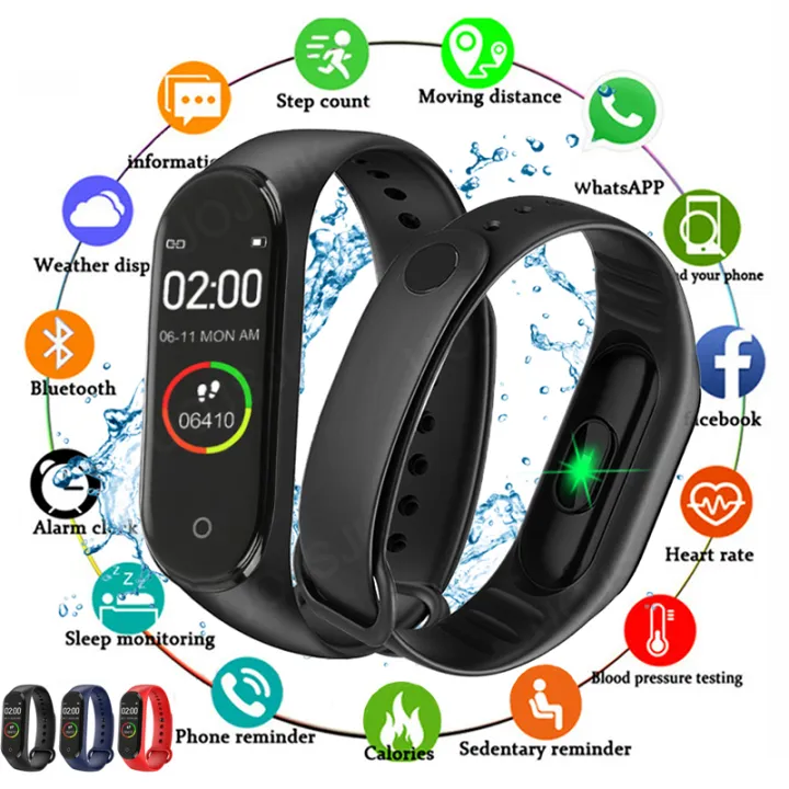 M4 Smart Watch ฟิตเนสสร้อยข้อมือวง Trcker กีฬา Pedometer ความดันโลหิต