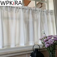 【YD】 Stripes Short Curtain Hollow Voile Half-curtains for Partition Door Window Drapes ZH342E