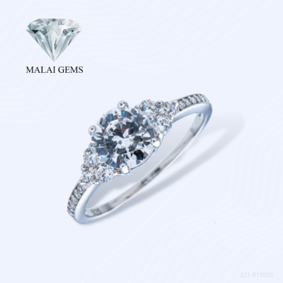 Malai Gems แหวนเพชร เงินแท้ Silver 925 เพชรสวิส CZ เคลือบทองคำขาว รุ่น 221-R19500 แถมกล่อง ต่างหูCZแหวนเงินแท้