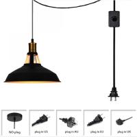 Black Country Industrial Style Pendant Light Farmhouse Hanging Chandelier Light with Metal Shade Mini Industrial Ceiling Lamp