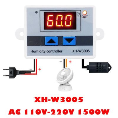 1ชิ้น XH-W3005 LED ตัวควบคุมความชื้นดิจิตอล220โวลต์12โวลต์24โวลต์ไฮโกรมิเตอร์ควบคุมความชื้น0 -99% RH ความชื้น SHT20เซ็นเซอร์ความชื้นโพรบ