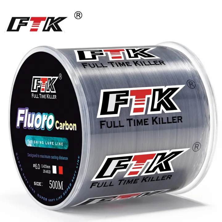 ftk-fishing-line-300m-500m-carbon-fiber-coating-leader-line-0-14-0-5mm-1-88-15-6kg-wearable-fluorocarbon-super-strong-spotted