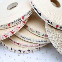 5meter High Quality Multi Size "Hand Made" Design Printed Cotton Ribbon Fabric DIY Handcraft Sewing Gifts Trim Labels Accessorie Gift Wrapping  Bags