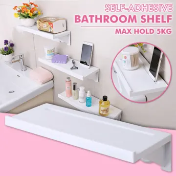 Wall Mounted Kitchen Bathroom Floating Shelf Shelving Storage Self Adhesive  Tray Waterproof Floating Shelve Decor No