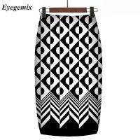 【CW】 Fashion Floral Print Skirts Knee-Length Office Ladies Bodycon Saias Faldas Bottoms 2023