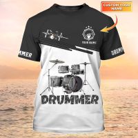 แฟชั่นใหม่ฤดูร้อนล่าสุดผู้ชายแฟชั่นเสื้อยืดส่วนบุคคลชื่อ Drum Handler 3D Printing เสื้อยืด Unisex Casual สำหรับมือกลอง DW121 2023