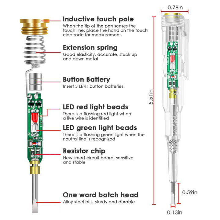 เครื่องทดสอบแรงดันไฟฟ้าเหนี่ยวนำตัวทดสอบวงจร70-250v-ไขควงไฟฟ้าเหนี่ยวนำไฟฟ้าพร้อมทดสอบไฟแสดงสถานะ