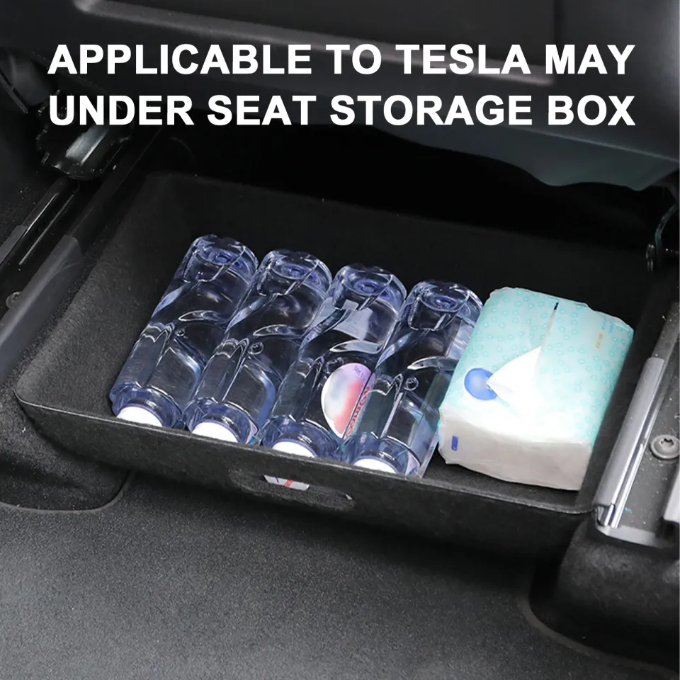 Fit Tesla Model Y Under Seat Storage Box with Cover, Felt Storage